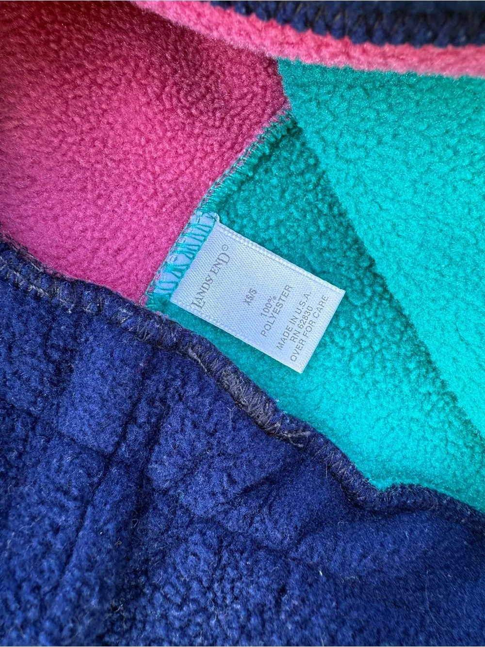 Vintage LandsEnd Kids Colorblock Fleece jester Hat - Pink & Teal XS/S